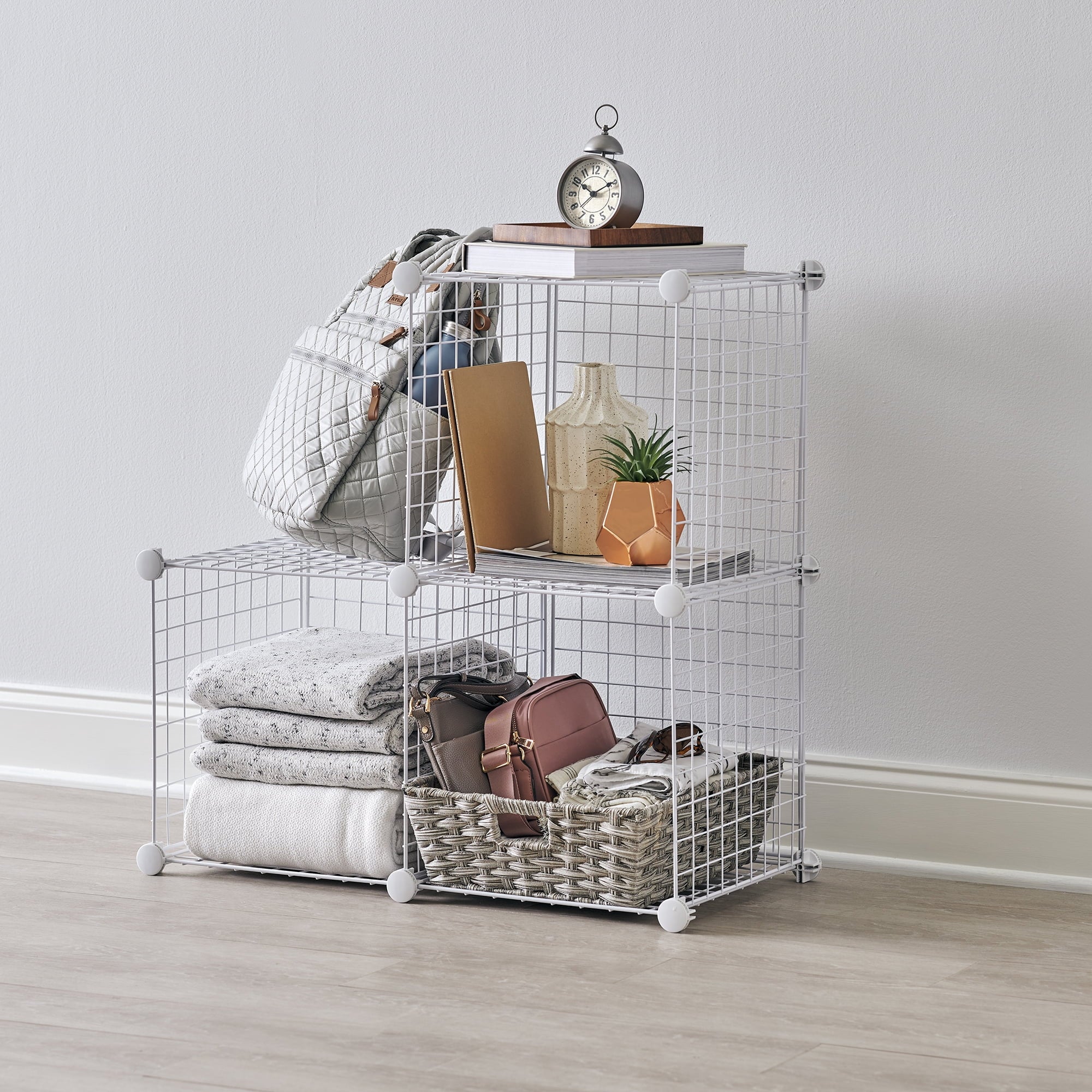 White 3-Piece Stackable Modular Storage Cube Set V922129