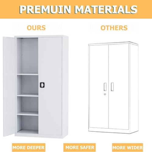 Black 72" Tall Steel Storage Cabinet with 2 Lockable Doors and Adjustable Shelves S8688