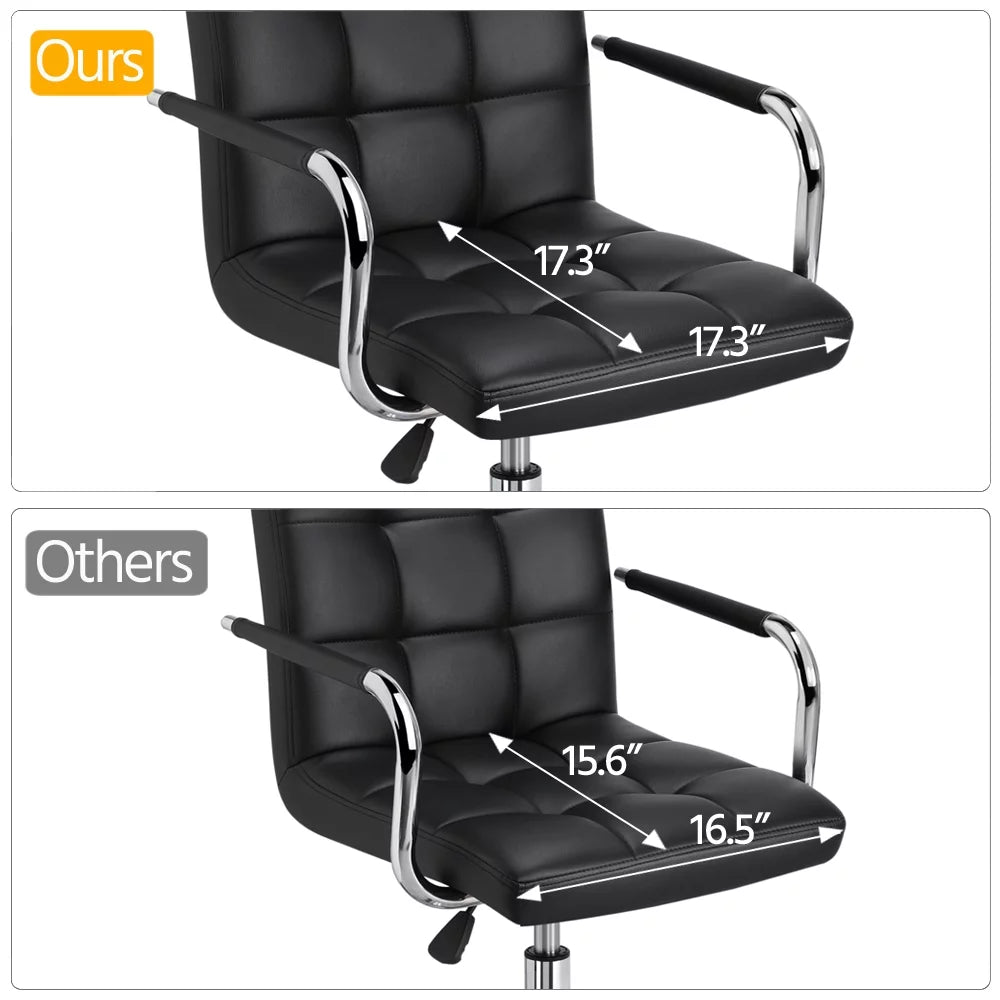 Black Faux Leather Swivel Office Chair with Wheels P2907