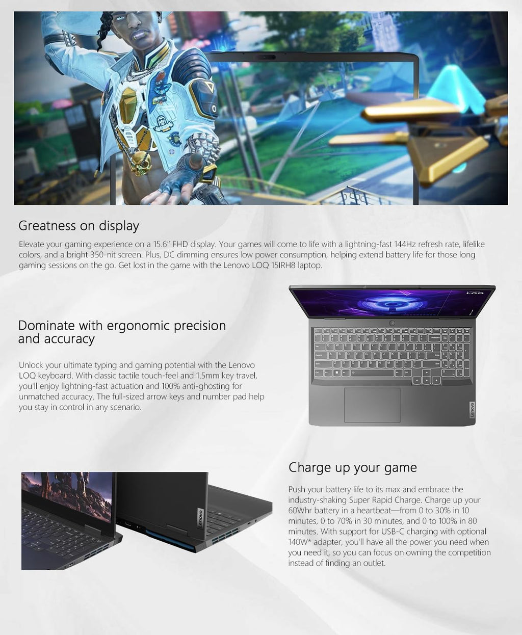 15.6" Gaming Laptop, 144Hz IPS, Intel Core i5-13420H, 32GB RAM 2TB Storage, NVIDIA GeForce RTX 3050, Backlit KB, Win11, Storm Grey J73482