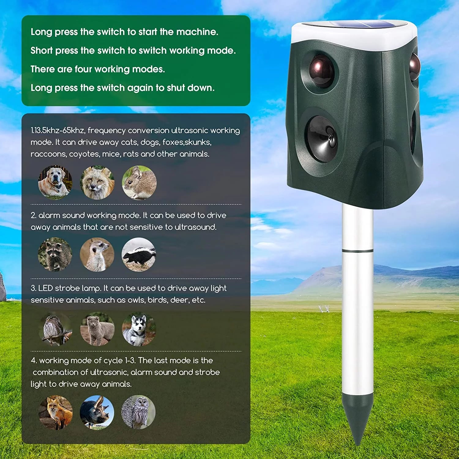 Ultrasonic Animal Repeller with PIR Sensor Z41001