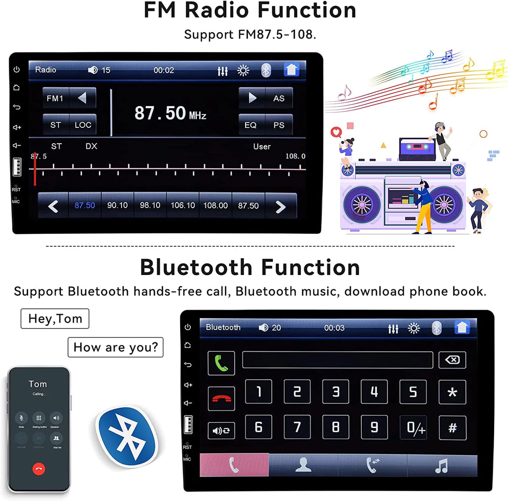 Single 1 Din 9'' Car Stereo HD Touch Screen Car MP5 Player Car Radio Audio Bluetooth Mirror Link USB FM Function with Microphone & Rearview Camera W44068